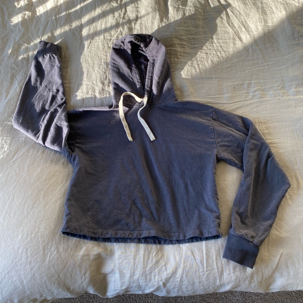 Jungmaven Cropped Grey Navy Blue Hoodie XS